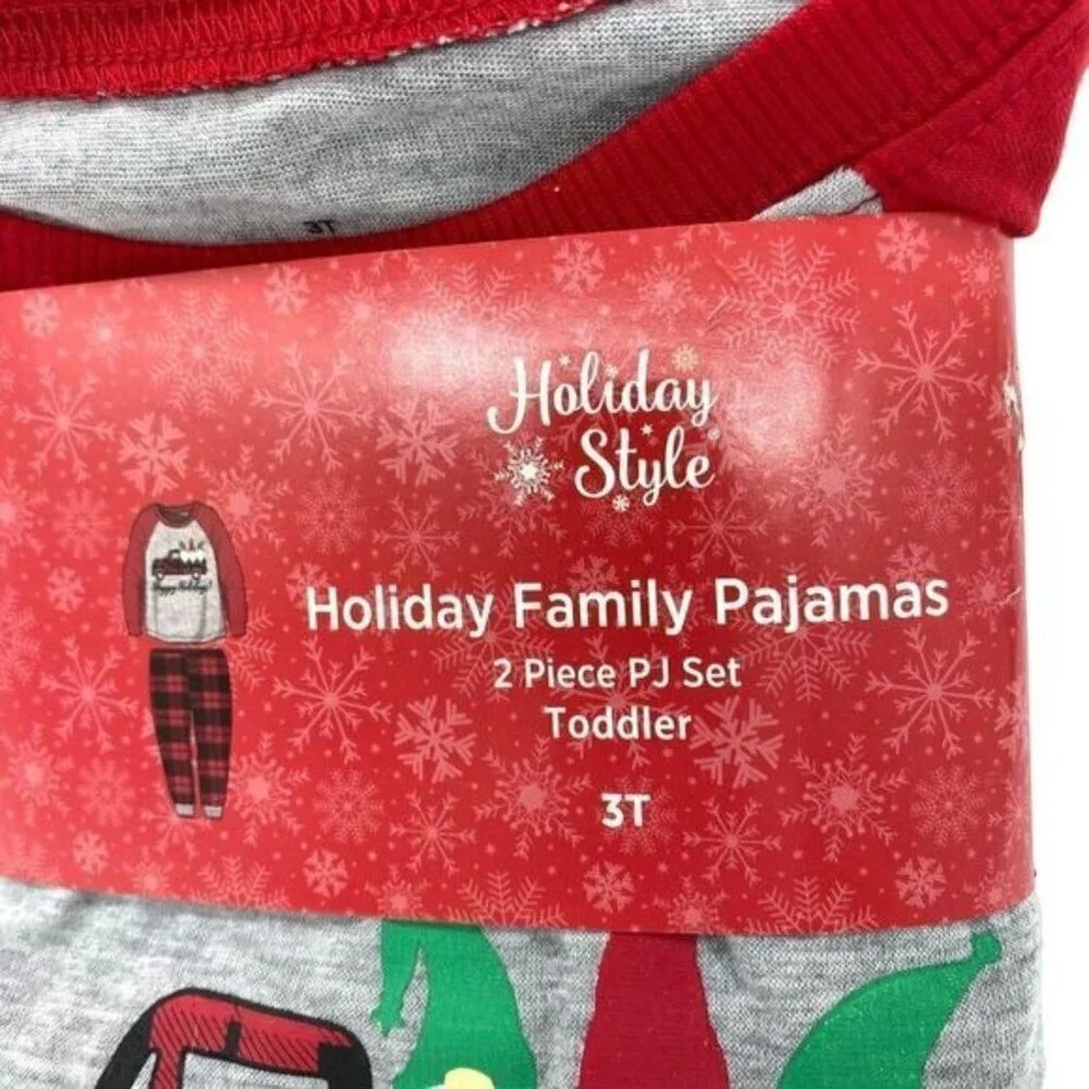 Holiday Style Toddler Gnome Plaid Pajama Set 3T